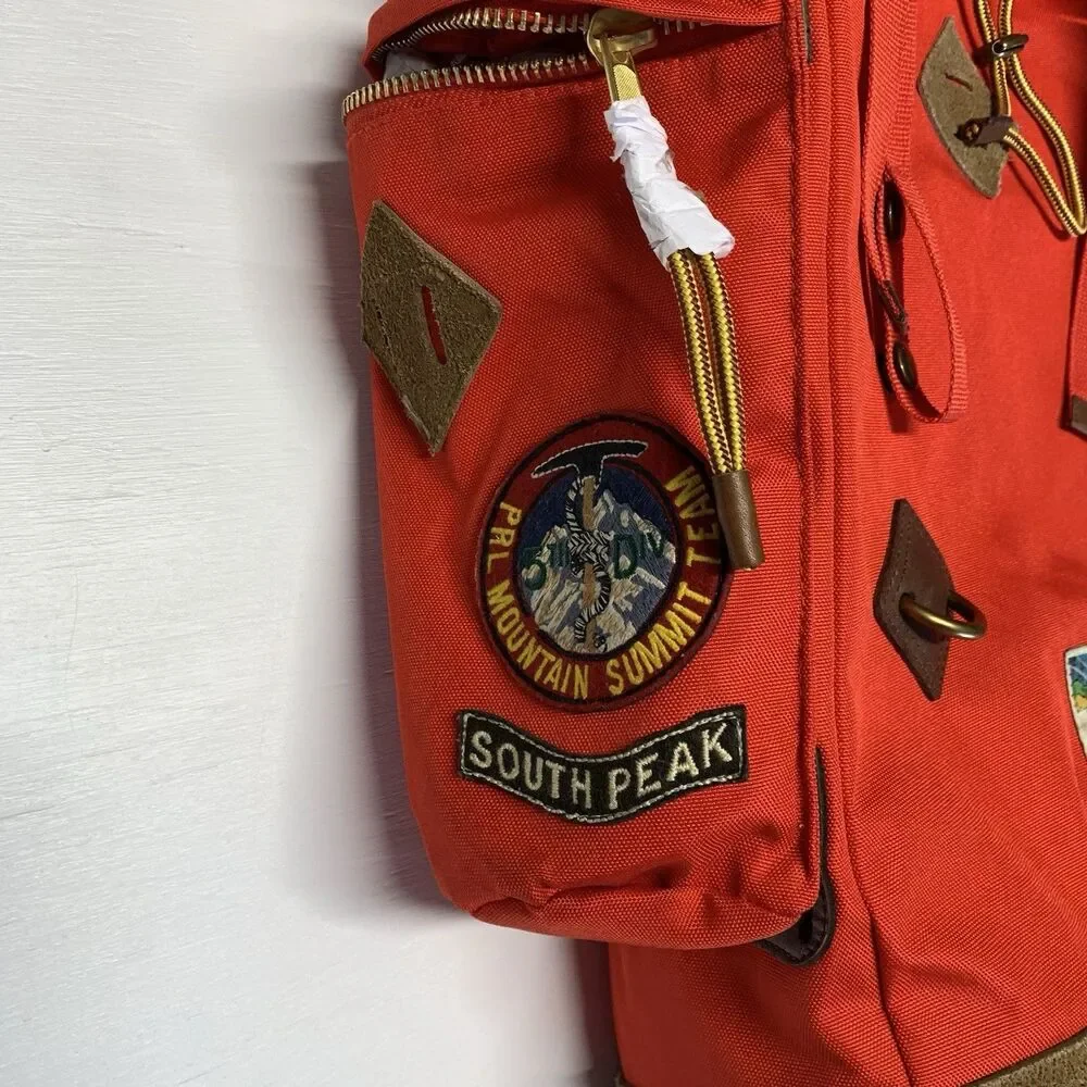 Polo Ralph Lauren Suede Trim Trail Red Backpack Nwt